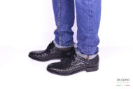 Derby in pelle intrecciata nera – Brecos </br> U247 Calzature uomo