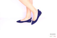 Ballerina fiocchetto in camoscio blu </br> D1777 Ballerine