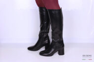 Stivale cavallerizzo mezzo tacco pelle nero </br> D1111 Scarpe donna