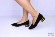 Décolleté sfilato nero con tacco leopardato </br> D1202 Ballerine