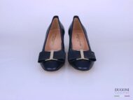 Décolleté  in pelle blu con fiocco </br> <span>-lavorazione a sacchetto-</span></br>D1250 Outlet