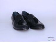 Mocassino in pelle nera con nappine </br> U308 Calzature uomo