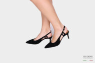Slingback camoscio nero </br> D1380 Outlet