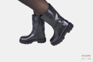 Stivale a tubo in pelle nero </br> D1453 Scarpe donna