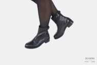 Stivaletto tris in pelle nero  </br> D1442 Anfibi
