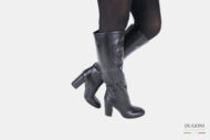 Stivale pelle nero a tubo con tacco</br> D1457 Scarpe donna
