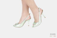 Slingback spuntato in pelle verde <br/>D1488 Outlet
