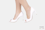 Décolleté spuntata in pelle bianca<br/>D1493 COLLEZIONE SPOSA