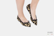 Ballerina leopardino in camoscio </br> D1607 Ballerine
