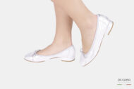 Ballerina tacco 20mm in  pelle laminata argento  </br> D1483 Ballerine