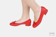 Ballerina tacco 20mm in pelle rossa   </br> D1295 Ballerine