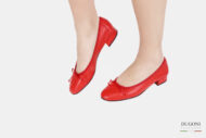 Ballerina tacco 20mm in pelle rossa   </br> D1295 Ballerine
