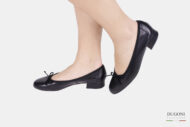 Ballerina tacco 20mm in pelle nera  </br> D1294 Ballerine