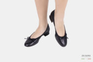 Ballerina tacco 20mm in pelle nera  </br> D1294 Ballerine