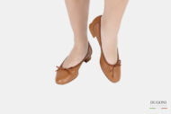 Ballerina tacco 20mm in pelle marrone cuoio </br> D1293 Ballerine
