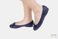 Ballerina blu con fiocchetto in raso </br> D1296 Ballerine