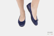 Ballerina blu con fiocchetto in raso </br> D1296 Ballerine
