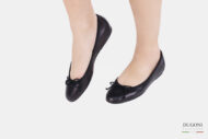 Ballerina nera con fiocchetto in raso  </br> D1297 Ballerine