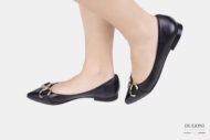 Ballerina con accessorio in pelle nera <br/>D1507 Ballerine