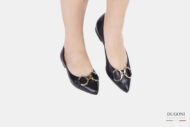 Ballerina con accessorio in pelle nera <br/>D1507 Ballerine