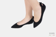 Ballerina fiocchetto in camoscio nero  </br> D879 Ballerine