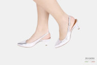 Slingback pelle argento </br> D835 COLLEZIONE SPOSA