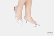 Slingback pelle argento </br> D835 COLLEZIONE SPOSA
