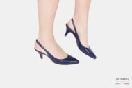 Slingback pelle blu </br> D834 Outlet