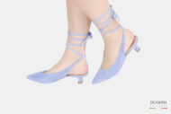 Slingback in camoscio azzurro con incroci </br> D1539 Outlet