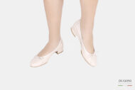 Ballerina tacco 20mm in pelle avorio </br> D1520 Ballerine