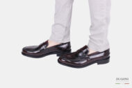 Mocassino spazzolato in pelle bordeaux   </br> U359 Calzature uomo