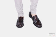 Mocassino spazzolato in pelle bordeaux   </br> U359 Calzature uomo