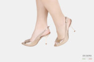 Slingback spuntato in pelle oro </br> D1518 COLLEZIONE SPOSA