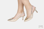 Slingback in pelle oro </br> D1547 COLLEZIONE SPOSA