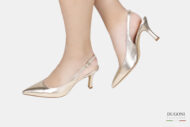 Slingback in pelle oro </br> D1547 COLLEZIONE SPOSA