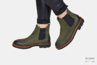 Stivaletto in pelle verde con elastici </br> D1569 Scarpe donna