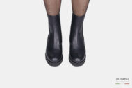 Stivaletto plateau extra light in pelle nero  </br> D1596 Scarpe donna