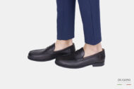 Mocassino  in pelle marrone_suola gomma  <br> U376 Calzature uomo