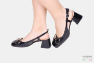 Slingback con accessorio in naplak nera </br> D1623 Outlet
