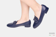 Mocassino con catena in pelle blu </br> D1612 Mocassini