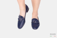 Mocassino con catena in pelle blu </br> D1612 Mocassini