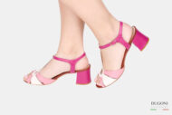 Sandalo in pelle rosa e avorio </br> D1660 Outlet