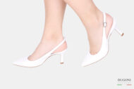 Slingback in pelle  bianca </br> D1620 COLLEZIONE SPOSA
