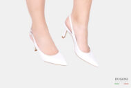 Slingback in pelle  bianca </br> D1620 COLLEZIONE SPOSA