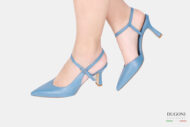 Slingback con cinturino in pelle blu fiordaliso </br> D1637 Mary Jane