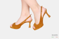 Slingback spuntata in camoscio marrone cuoio </br> D1627 Outlet