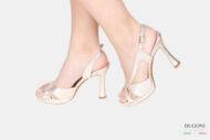Sandalo 105 in pelle laminato platino </br> D1631 COLLEZIONE SPOSA