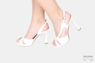 Sandalo 105 in pelle bianca  </br> D1632 COLLEZIONE SPOSA