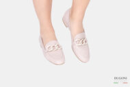 Mocassino con catena in pelle beige </br> D1614 Mocassini