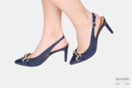 Slingback con accessorio in pelle blu </br> D1649 Outlet